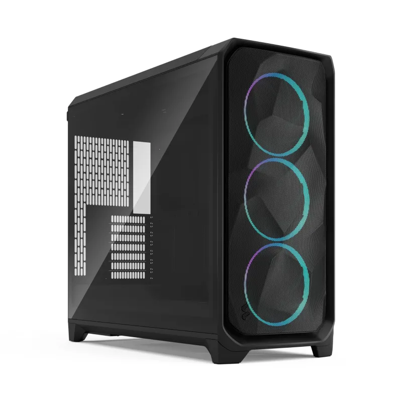 Fractal Design Meshify 3 XL Black RGB Templado Light Tint - Caja de PC Gaming de Alto Flujo de Aire - Incluye Tres Ventiladores ARGB Momentum 14 Gen 2 - Interior Espacioso - GPU hasta 512mm