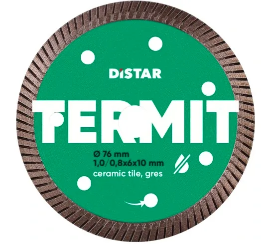 Distar Disco de corte de diamante Termit, 76 mm, disco turbo para gres porcelánico y cerámica, 76 x 10 mm para amoladora angular inalámbrica, extrafino de 1,0 mm para cortes sin astillas, calidad