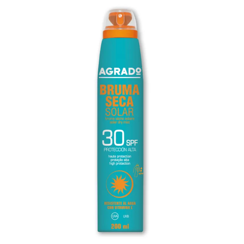 Protector Solar 30 SPF Protección UVA UVB Resistente al agua Invisible Bruma Seca Solar Spray 360º Agrado