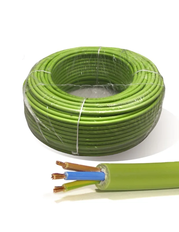 Cable electrico rollo 100 mtrs verde. manguera 3x1,5 mm² flexible libre de halógenos rz1-k (as) 1kv.