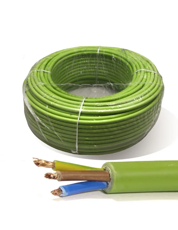 Cable electrico rollo 100 mtrs verde. manguera 3x2,5 mm² flexible libre de halógenos rz1-k (as) 1kv