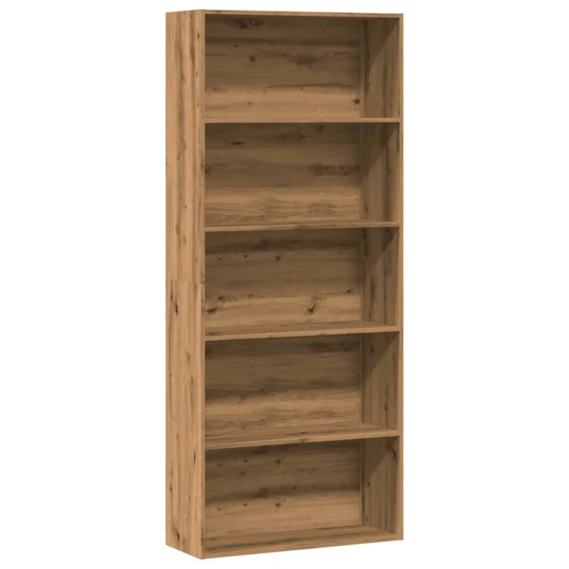 Librería artesanal de roble 80x30x189 cm de madera contrachapada