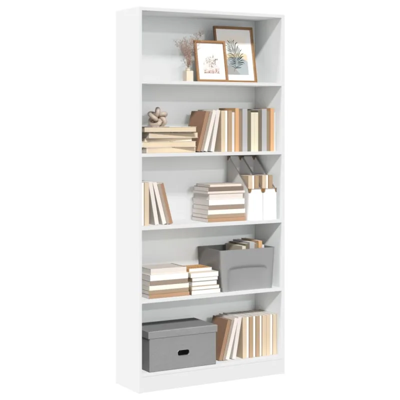 Librería blanca de madera contrachapada 80x24x176 cm
