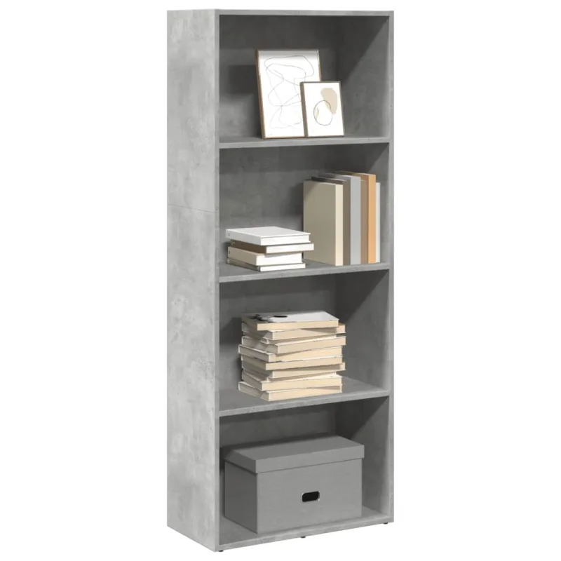 Librería gris hormigón 60x30x152 cm de madera contrachapada