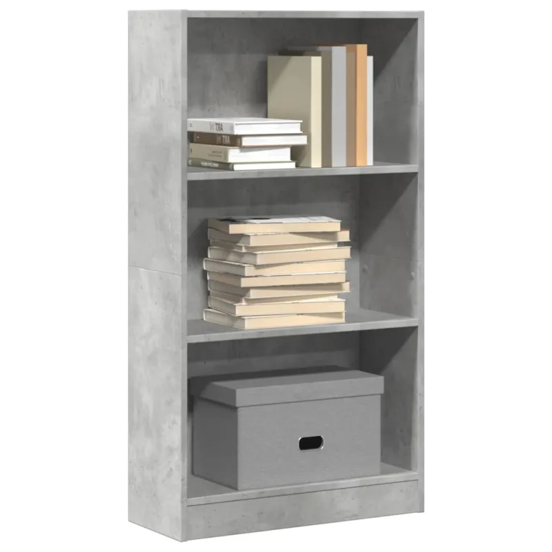 Librería gris hormigón 60x24x109 cm de madera contrachapada