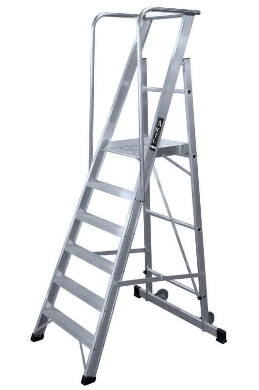 Escalera ktl 2xl móbil con plataforma plegable 6 escalones
