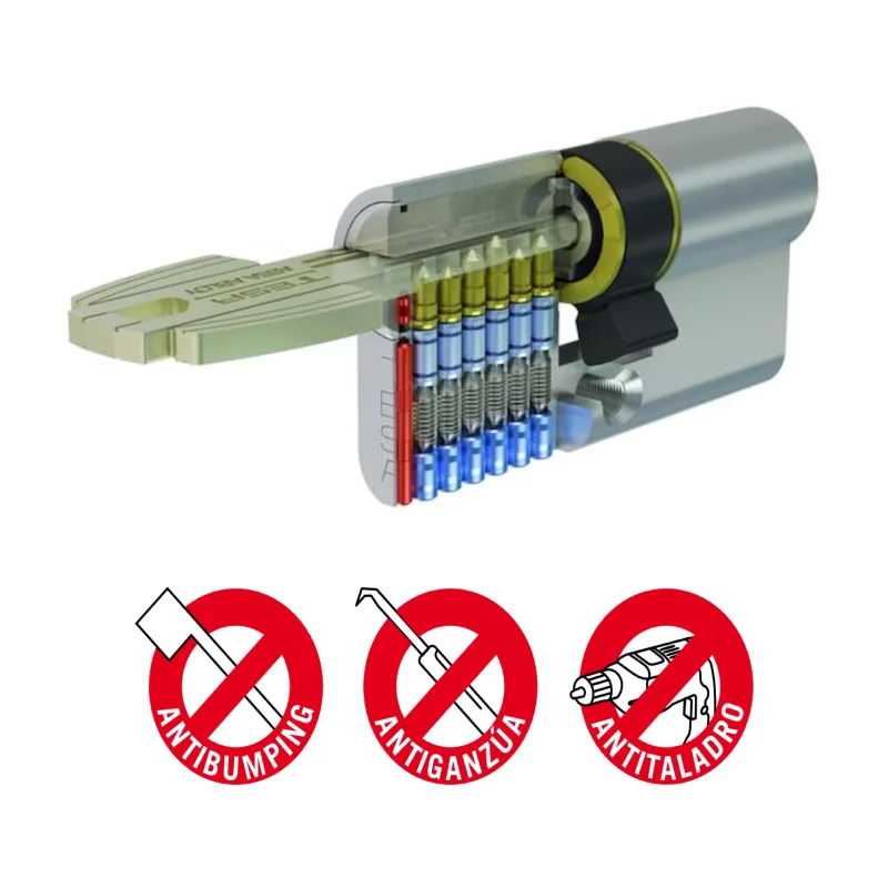 Cilindro perfil europeo tesa t60 de 40 + 50 mm latonado