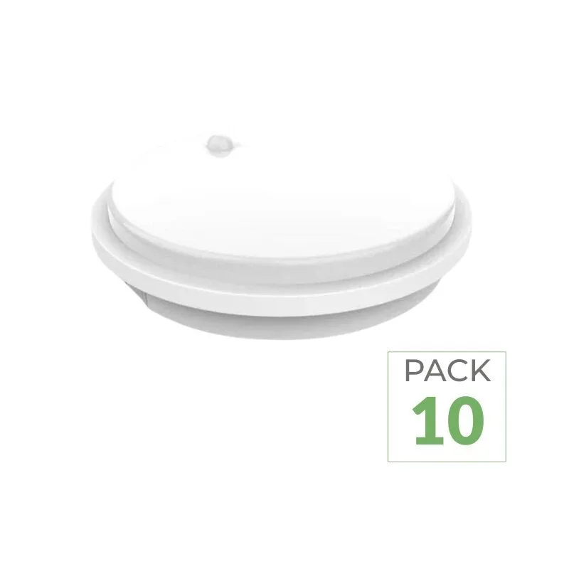 Pack de 10 - ojo de buey led redondo blanco de 10w ip54 para exteriores con sensor de movimiento - blanco neutro 4000k - 5500k - silamp