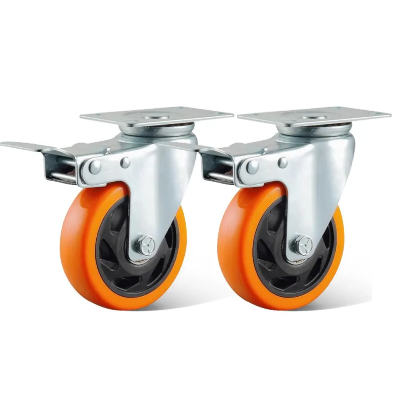 Ruedas para muebles con freno, 2 piezas, ruedas giratorias de 100 mm, ruedas resistentes de 100 kg, ruedas para muebles, ruedas de transporte, bancos