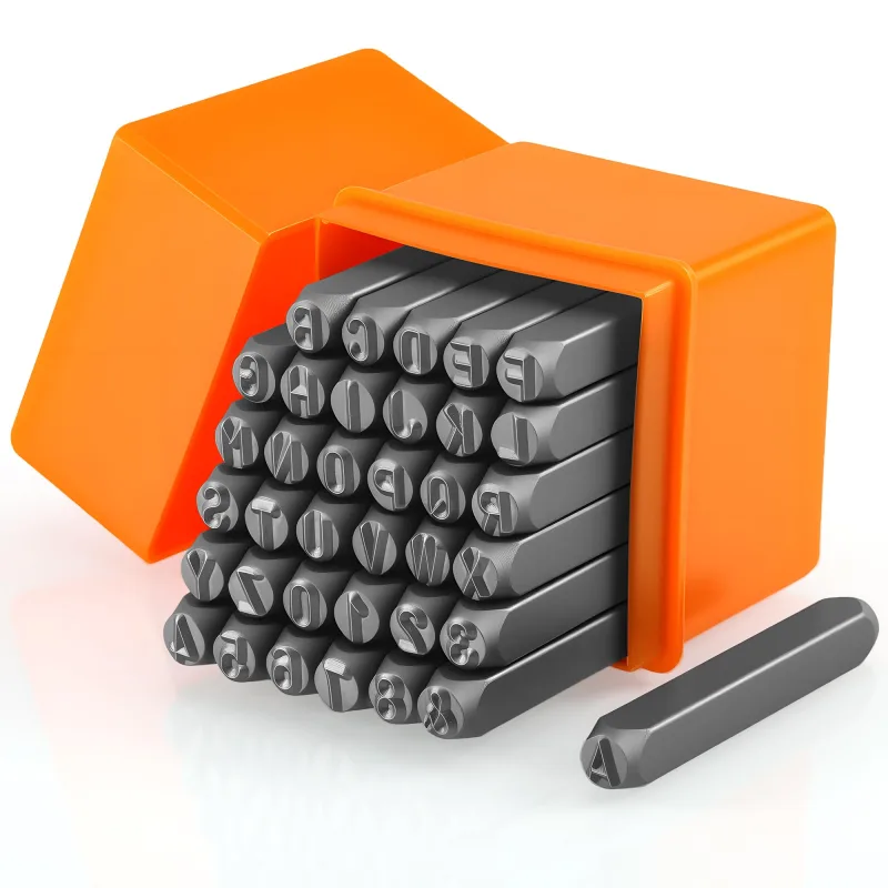 36 piezas números y letras para estampar 4mm, juego duradero de metal, punzón para estampado de metal plástico madera cuero