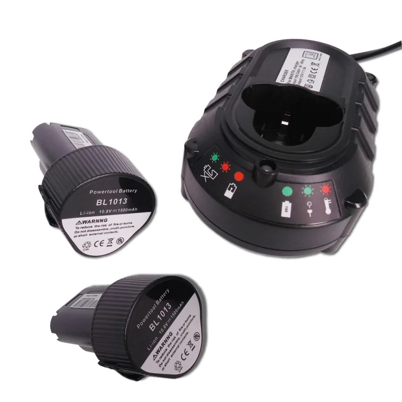 Para lote de 2 baterías bl1013 1,5 ah con cargador 10,8 v dc10wa, compatible con baterías makita de 10,8 v makita df030d df330d td090d