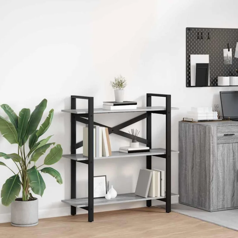 Estantería sonoma grey de 100 x 33,5 x 102 cm, fabricada en madera de ingeniería. - pangivo