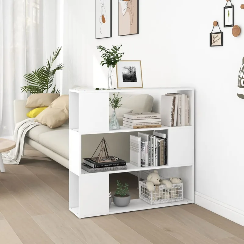 Librería/separador de ambientes blanco, 100x24x94 cm - pangivo
