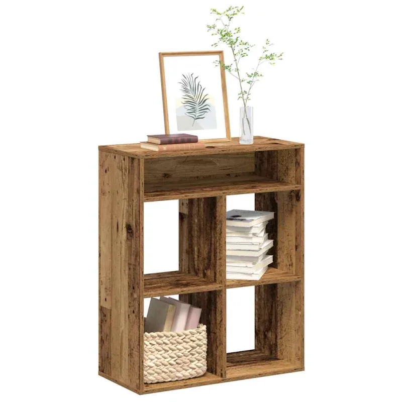Librería de madera reciclada, 66x31x80 cm, madera de ingeniería. - pangivo