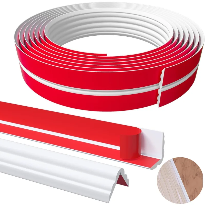 1 rollo 6m cinta moldura pared autoadhesiva, tira flexible para esquinas, bordes, techos y encimeras – protege y embellece la decoración del hogar