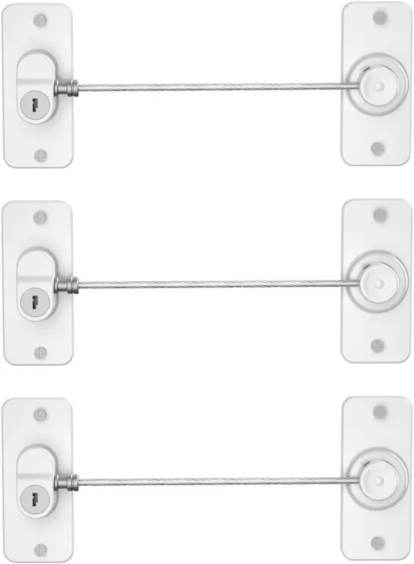 Juego de 3 cierres autoadhesivos para ventanas, fácil seguridad para ventanas, refrigerador y armario