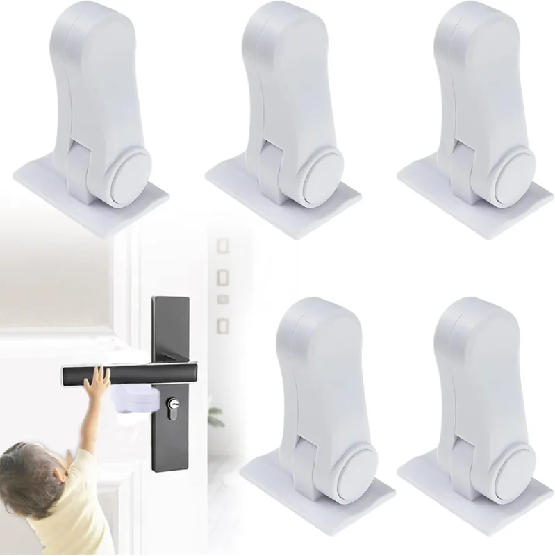 6 pieces baby door lock security locker child door locking durable abs with adhesive per chez chambre, salle de bain