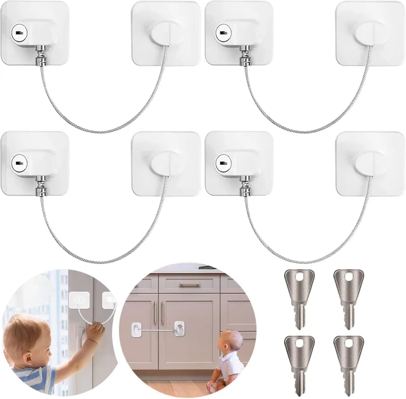 Paquete de 4 cerraduras de seguridad para bebés, sin taladros, para gabinetes, ventanas y refrigeradores