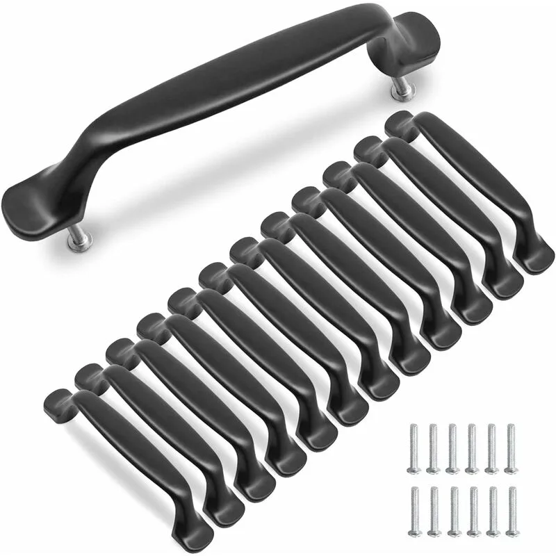 10 tiradores para armarios de cocina de aleación de aluminio negro de 96 mm con tornillos