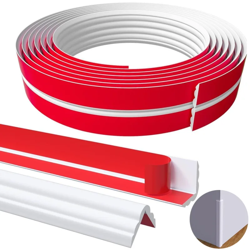 1 rollo 8m moldura autoadhesiva pared, cinta flexible para esquinas interiores/exteriores, borde de techo, decoración moderna y protección duradera