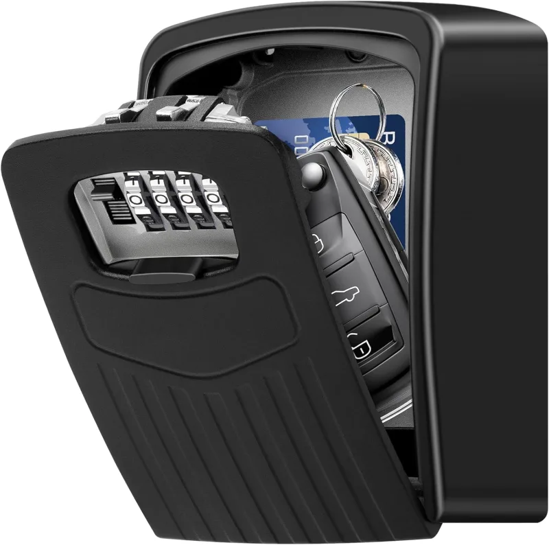 Caja seguridad superior para llaves con código numérico dígitos caja llaves pared para interior exterior casa oficina garaje escuela gimnasio negro