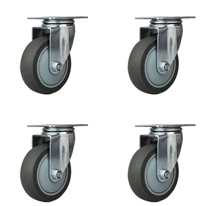 Juego de 4 ruedas giratorias de polipropileno de alta resistencia para muebles, carga máxima de 120 kg por rueda, 75 mm
