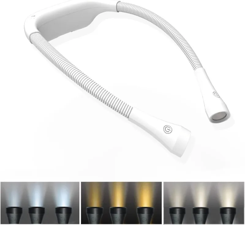 Lámpara de lectura led recargable – 6 niveles, 3 tonos – brazos plegables, ideal para lectura & camping