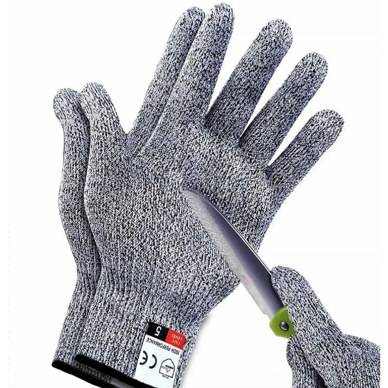 Guantes de trabajo resistentes a los cortes, guantes de seguridad de nivel 5 para cocina, carnicería, trabajo en exteriores (grande)