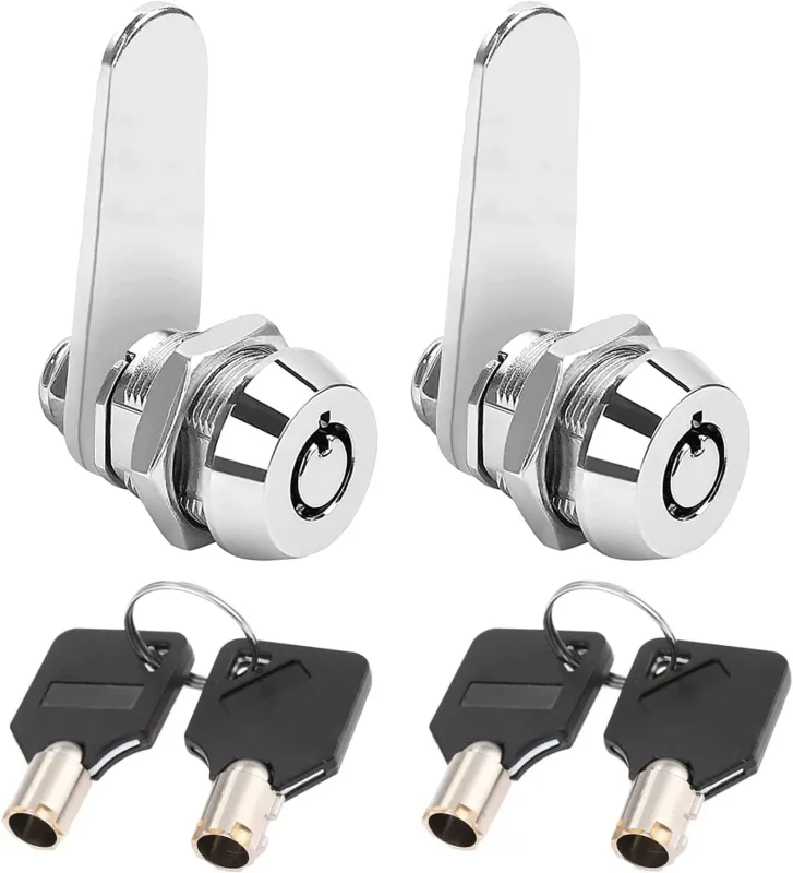 Juego de 2 cerraduras tubulares de leva de 16 mm con rosca, cerradura de seguridad para cilindro buzón para puerta, cajón, armario