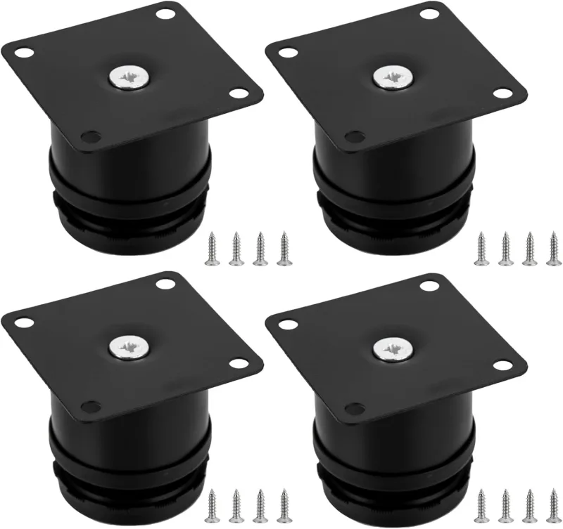 Juego de 4 patas ajustables para muebles (50 x 50 mm, negro), patas de metal ajustables en altura para mesas, patas para muebles de cocina, a