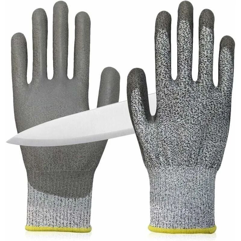 Guantes de cocina resistentes a los cortes guantes oyster con superficie recubierta de pu de seguridad guantes resistentes a los cortes nivel grande