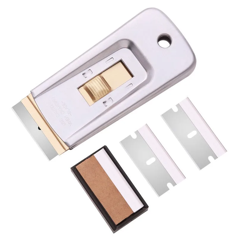 Raspador de ventanas de metal duradero - resistente a la corrosión y al desgaste - cuerpo de metal - hoja retráctil rectangular de 40 mm