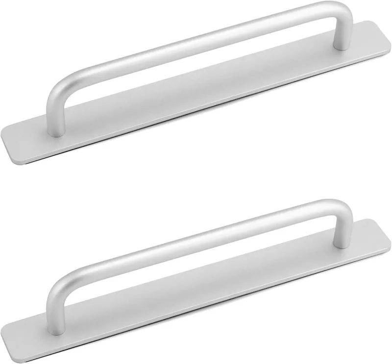 2 tiradores autoadhesivos para puertas correderas, aleación de aluminio, 210 x 25 mm, plata