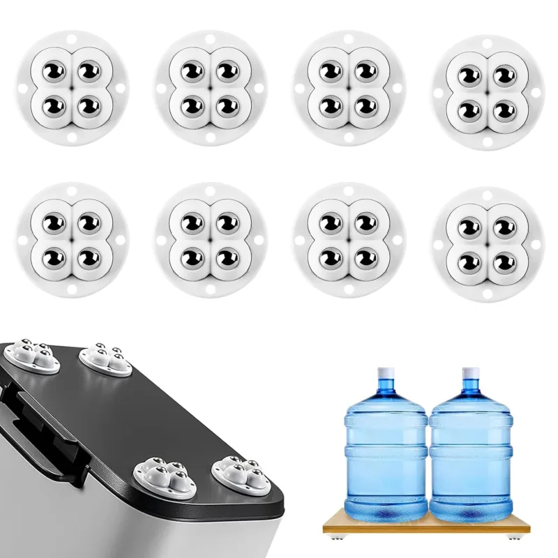 8pcs mini rodillos autoadhesivos,rodamientos de bolas 360º,rodillos planos 360ºpara todo tipo de superficies como cajas de almacenaje