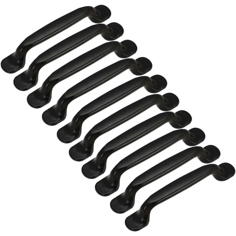 10 tiradores de puerta para cocinas, armarios, cajones, dormitorios, 128 mm entre centros, aluminio negro