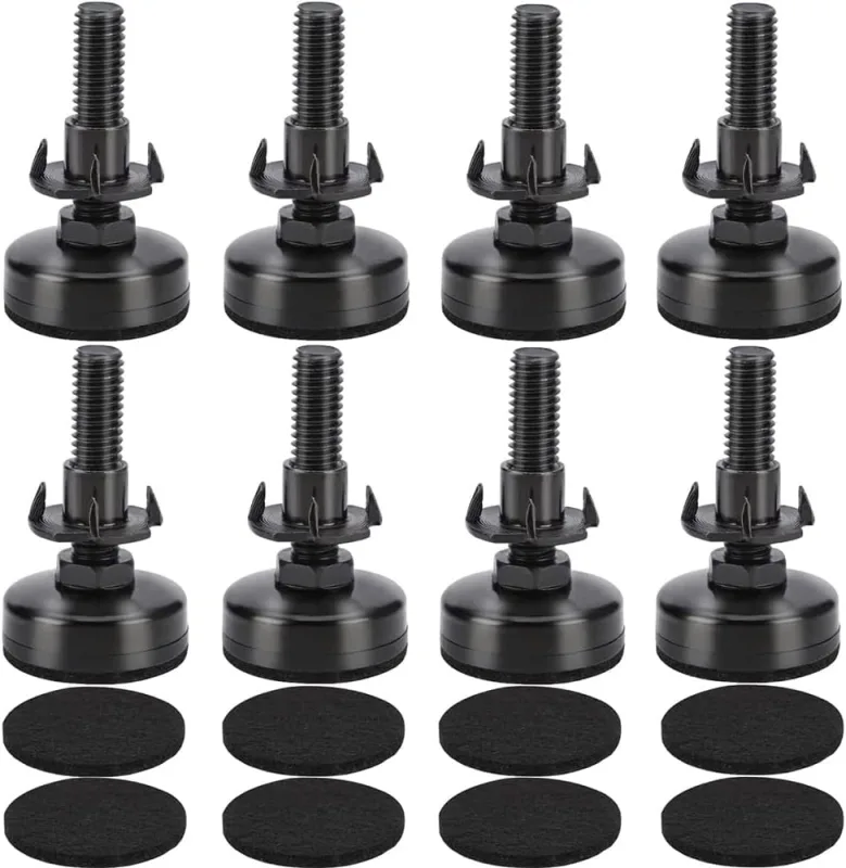 Pies alisadores de muebles ajustables de 8 piezas, tornillos de ajuste, pies de ajuste con tuerca de empuje para patas de muebles de madera