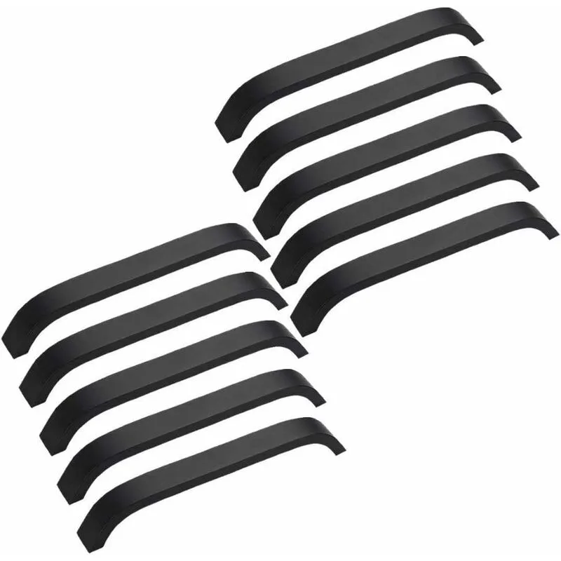 Juego de 10 tiradores modernos negros de 160 mm para puertas de armario con tornillos