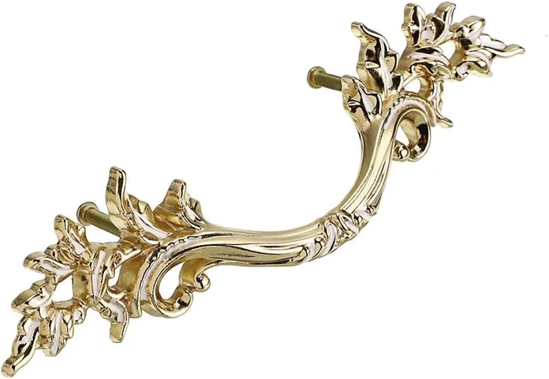 Manija de puerta vintage de 5 uds., perilla de puerta de rio retro, cajón decorativo, cómoda, rio, muebles, etc. (dorado)