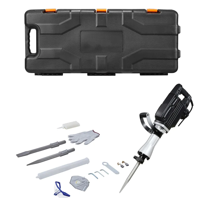 Martillo demoledor eléctrico succebuy 2800 w, herramienta robusta con 1200 bpm, con 2 cinceles, estuche de transporte, guantes y gafas protectoras