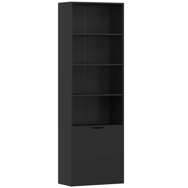 Estantería para libros homcom melamina de madera negro 59x29x180 cm