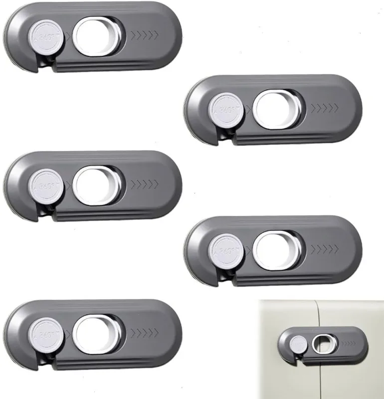 Paquete de 5 cerraduras a prueba de niños para refrigerador, evitan que las puertas de los gabinetes lastimen los dedos.