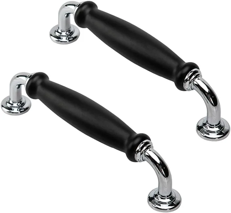 2 pomos vintage negros de 128 mm, para armarios, cajones, cocinas, distancia entre agujeros