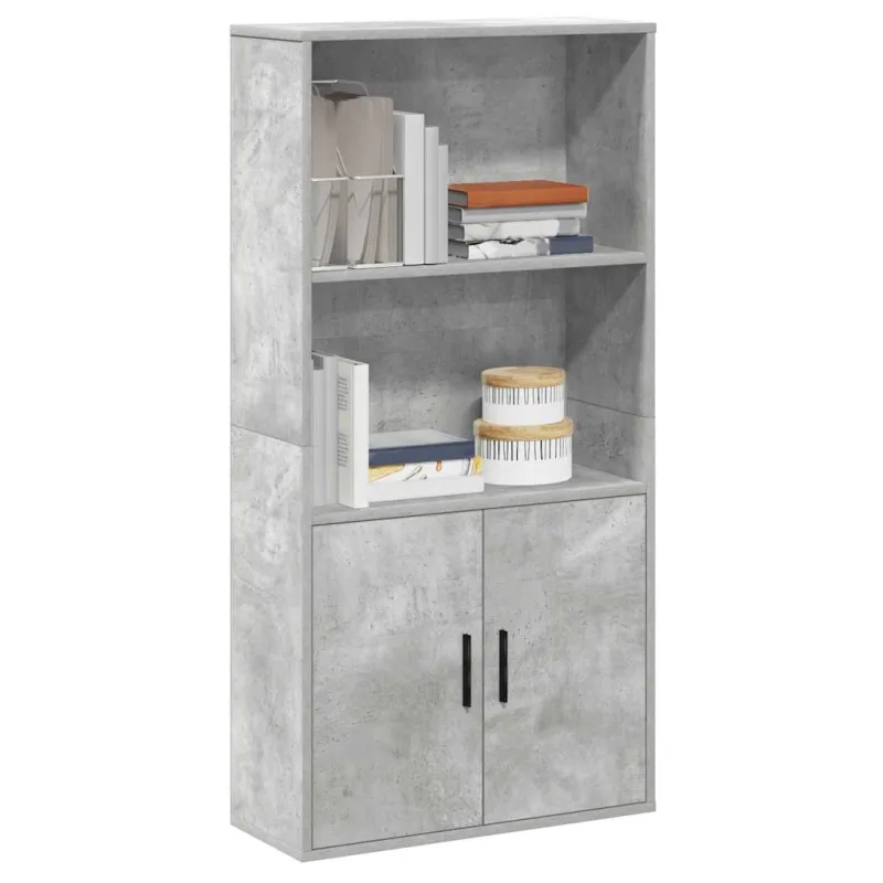 Librería gris hormigón de 60x24x120 cm, fabricada en madera de ingeniería. - pangivo