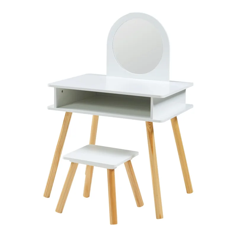 Tocador infantil con taburete 91,5 x 62 x 43,5 cm blanco 03_0011042