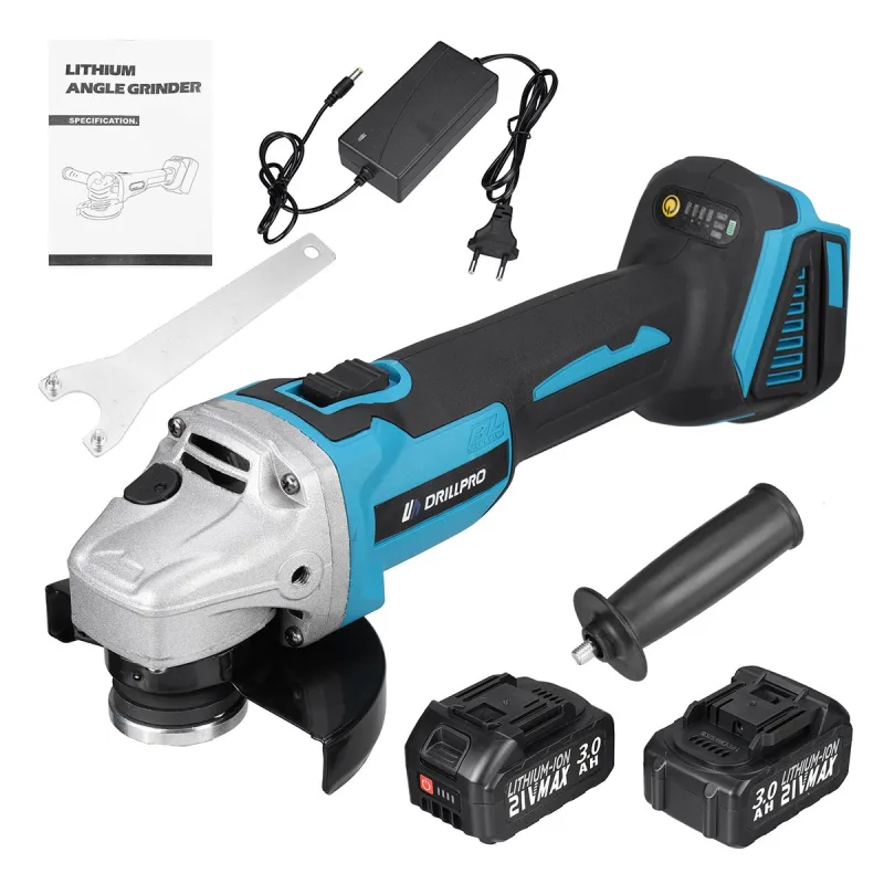 Amoladora angular brushless 21v 850w 4 velocidades ajustables 0-7500rpm batería alta capacidad 3.0ah - con batería