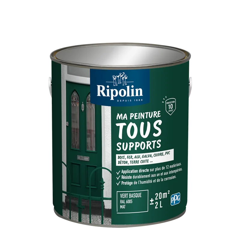 Pintura multisuperficie - verde vasco - ral 6005 - mate - ripolin - 2l