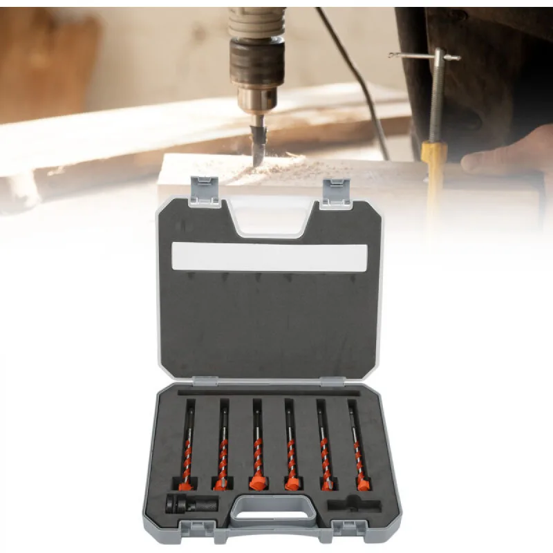 Conjunto de 6 brocas para madera de 16 a 25 mm con biela, tamaño de la broca: 16 mm/18 mm/19 mm/20 mm/22 mm/25 mm