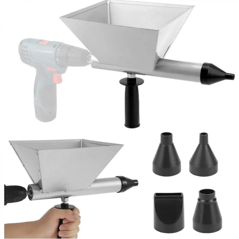 Pistola de mortero eléctrico, aplicador de mortero portátil, pulverizador, pistola para enrasar cemento con 4 boquillas (no es un taladro eléctrico)