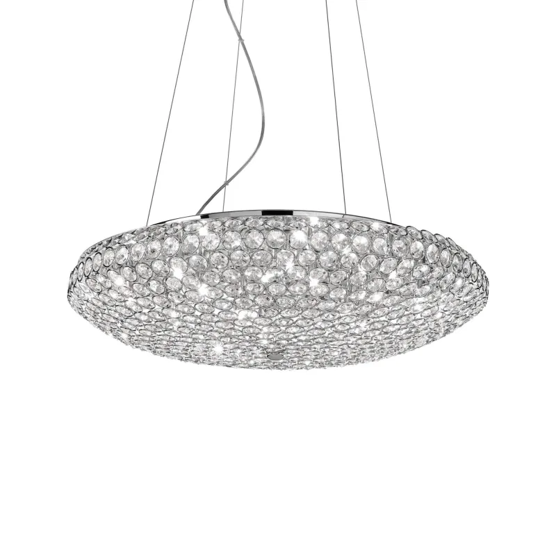Suspension chromée en cristal king 12 ampoules