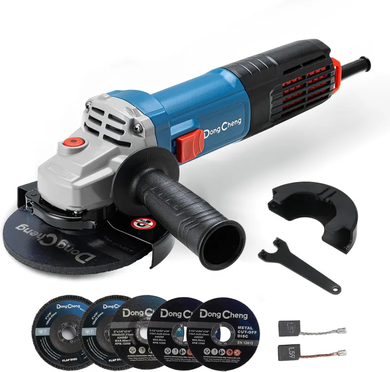 Amoladora angular 1100 w 125 mm, velocidad en vacío 11.800 min⁻¹, cubierta de liberación rápida, empuñadura auxiliar.